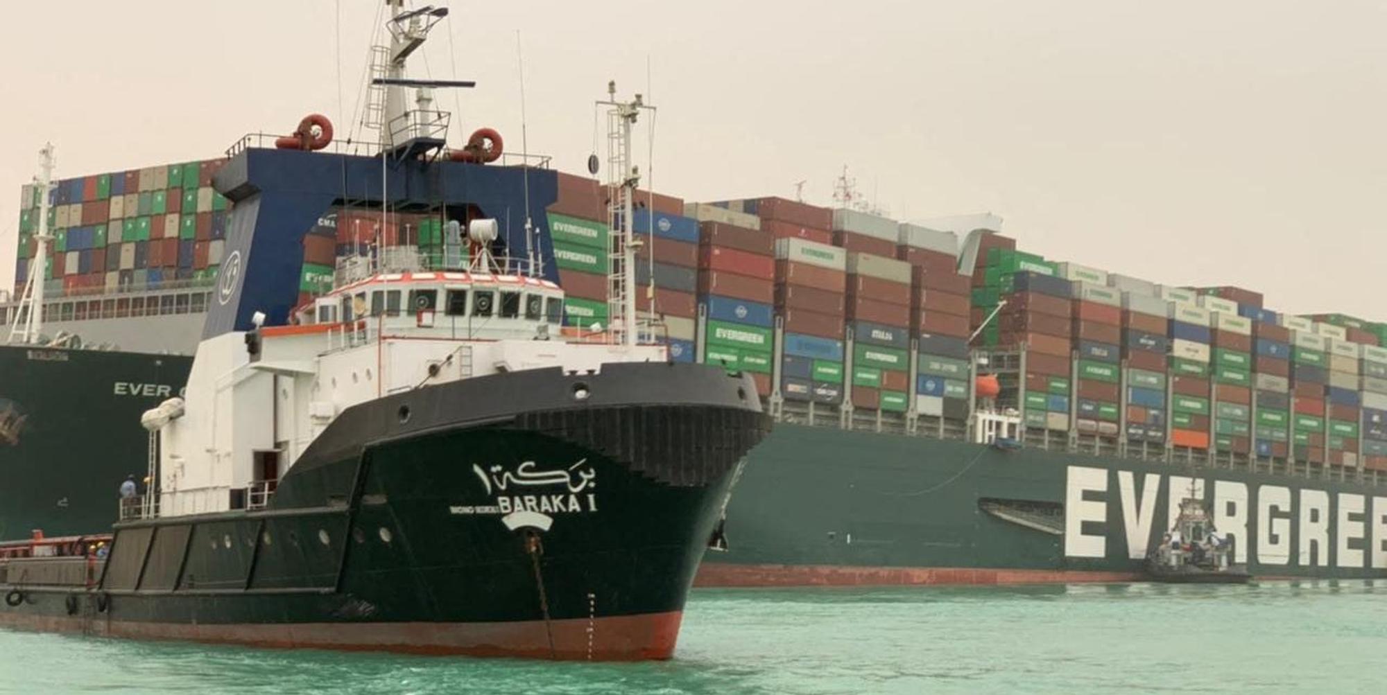 Suez Kanal Schiff festgefahren