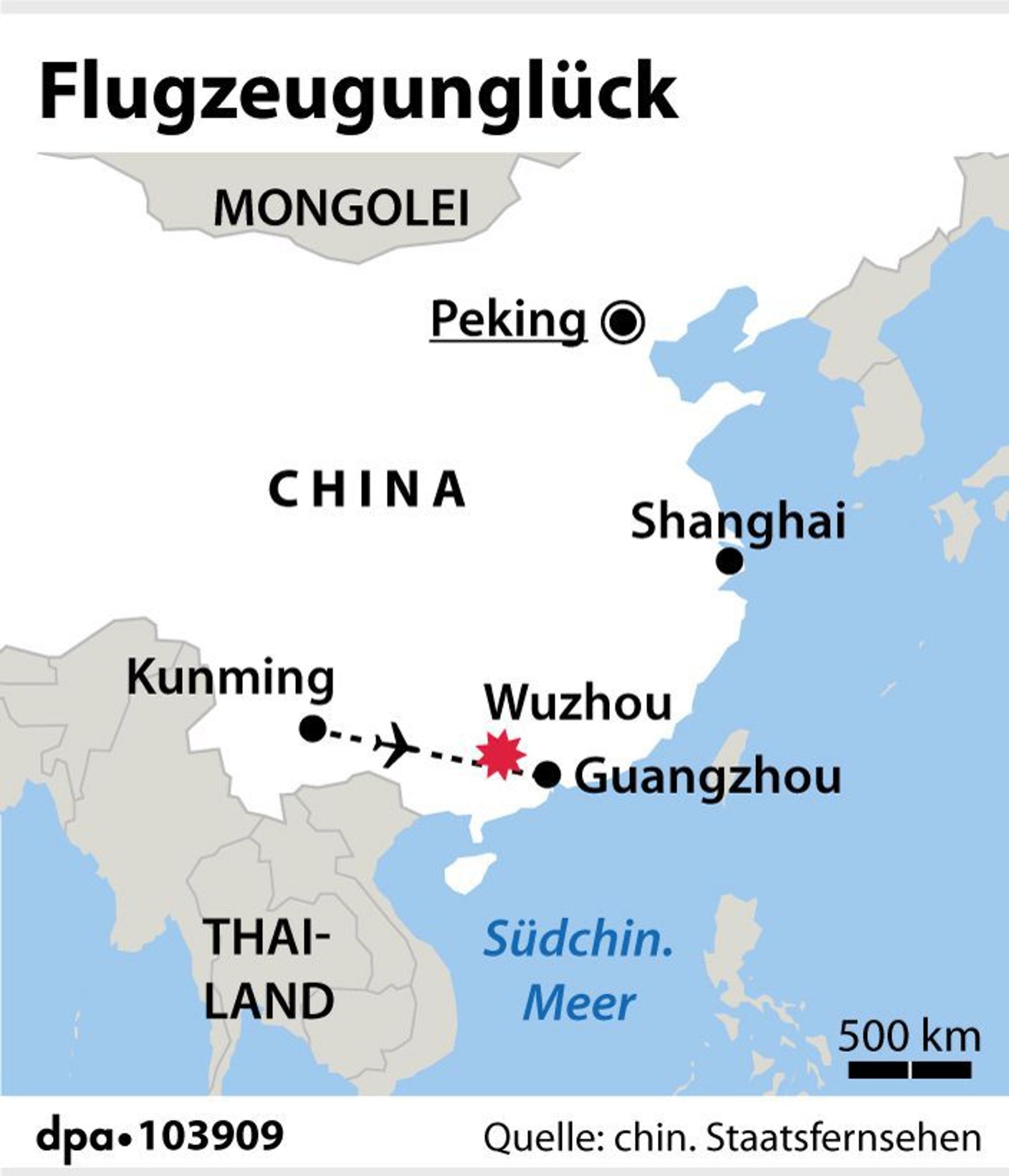 China Absturz Karte