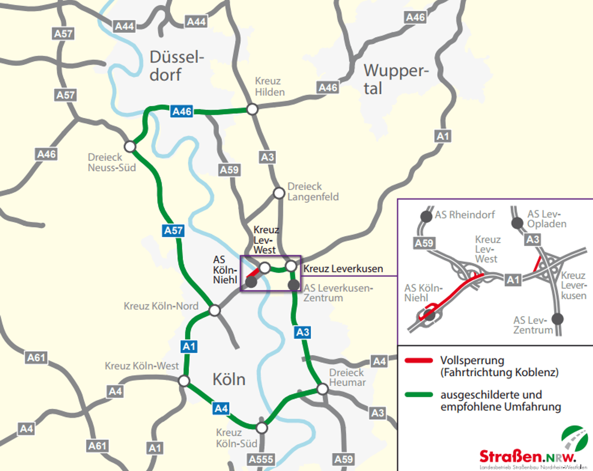 Umleitung LeverkusenRheinbrücke