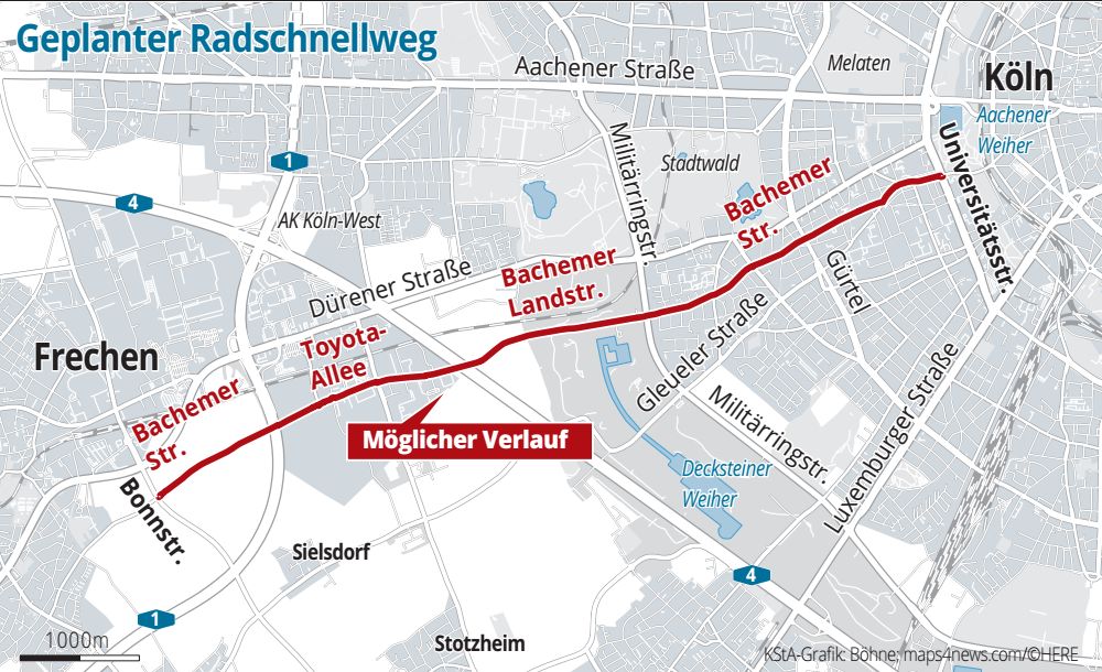 Der geplante Radschnellweg von Köln nach Frechen