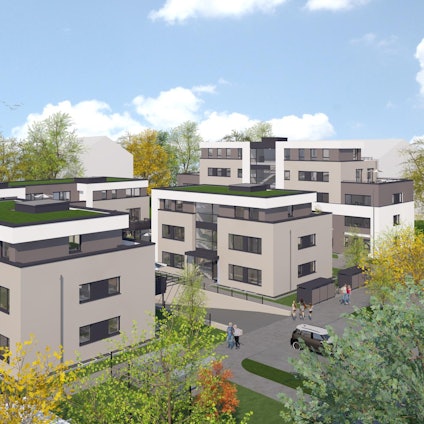 St.Monika - Perspektive Übersicht Häuser 2-5 - A