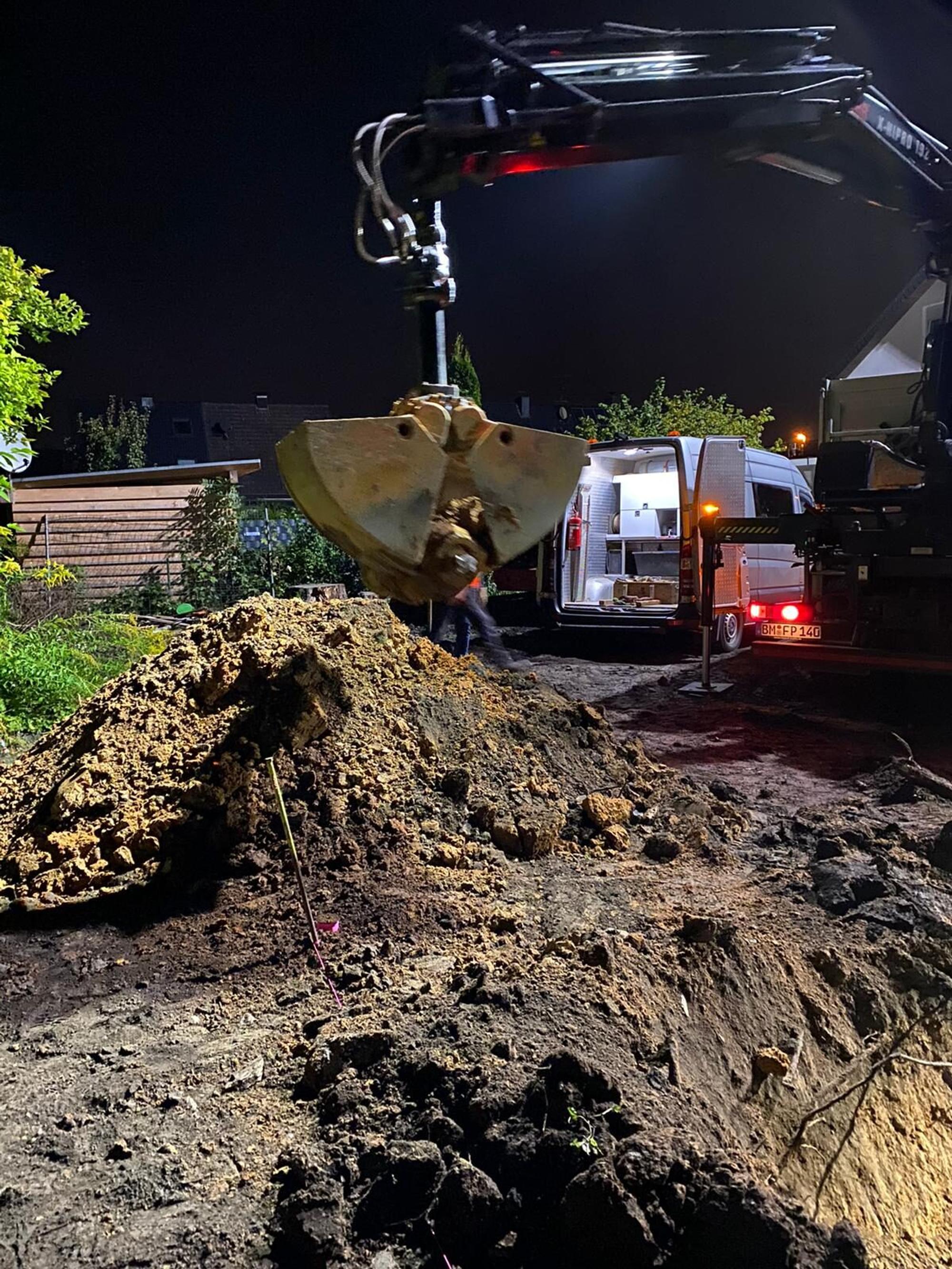 bombe in baggerschaufel
