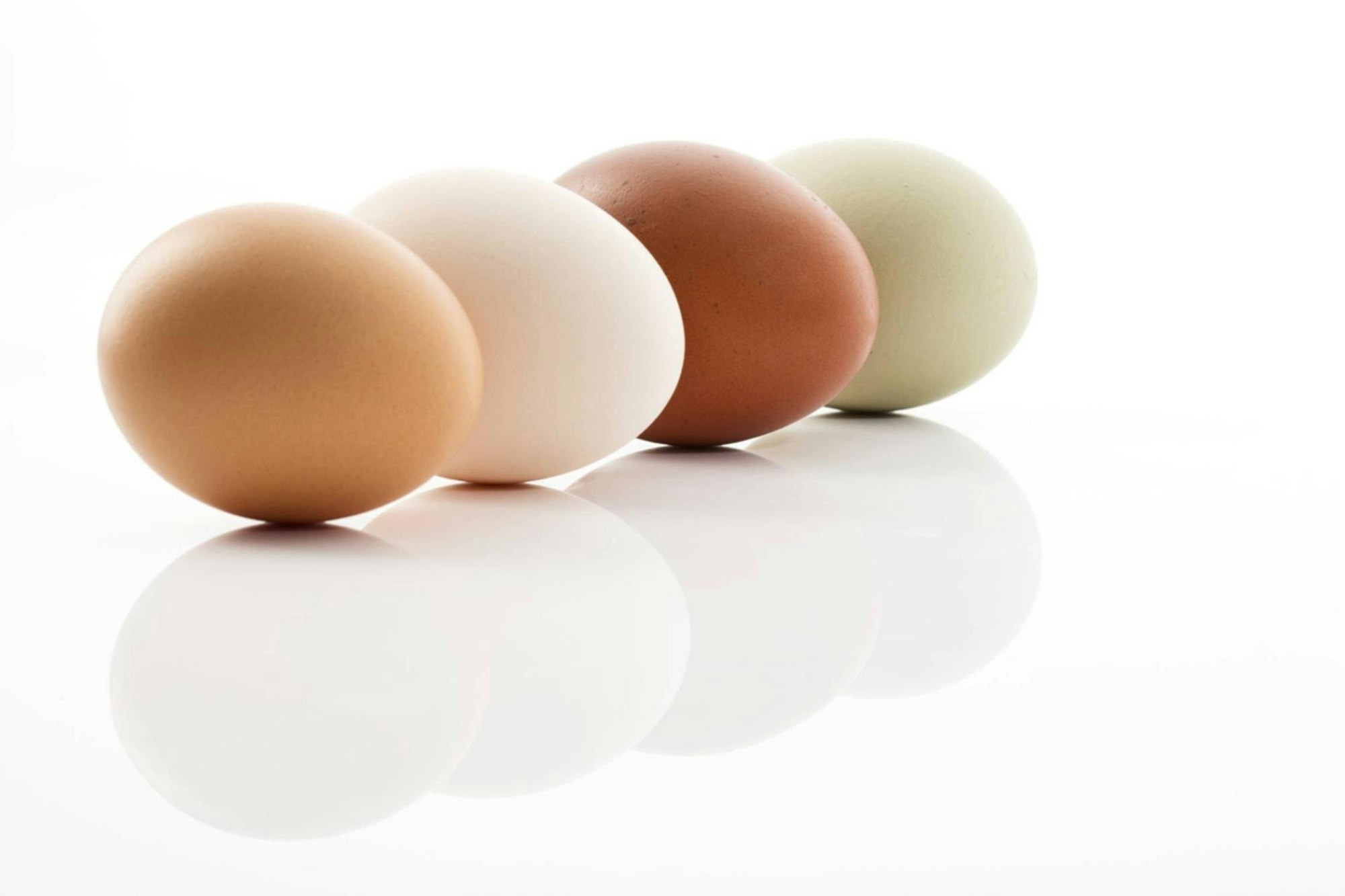 Weiße Eier, braue Eier liegen nebeneinander