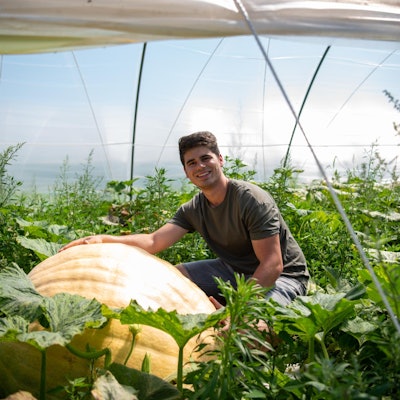 Max Bieger und sein Riesenkürbis