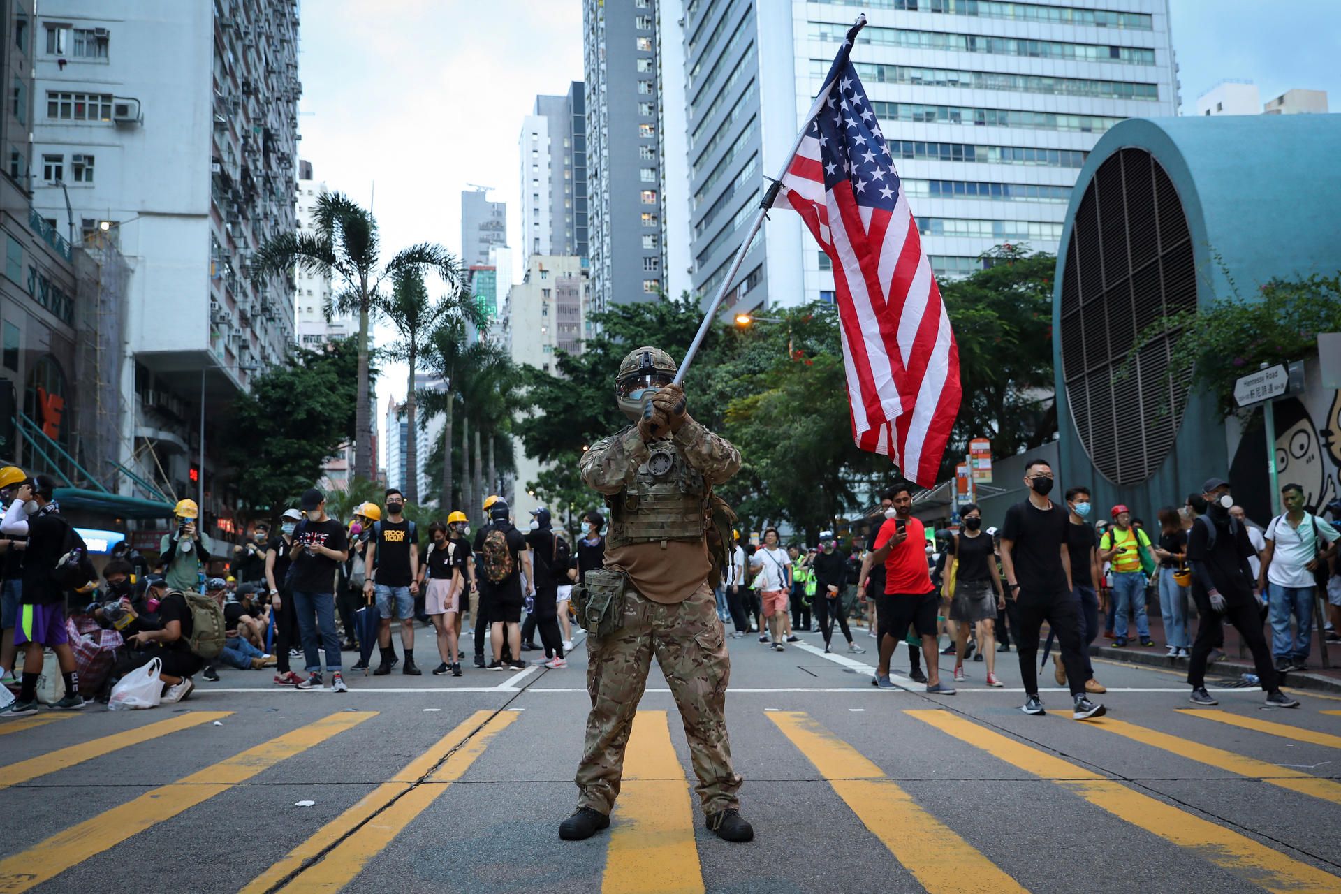 Hongkong Proteste US-Flagge