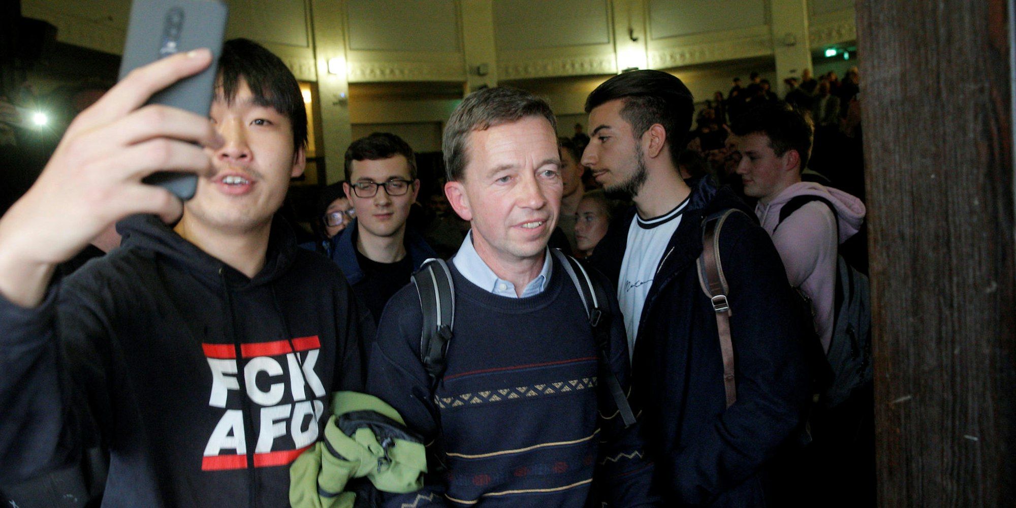 Bernd Lucke nach Vorlesung