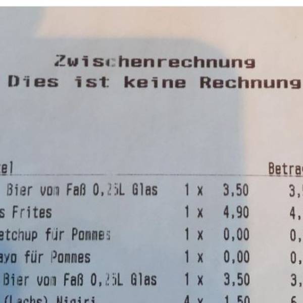 Zwischenrechnung Steuerbetrug Gastronomie