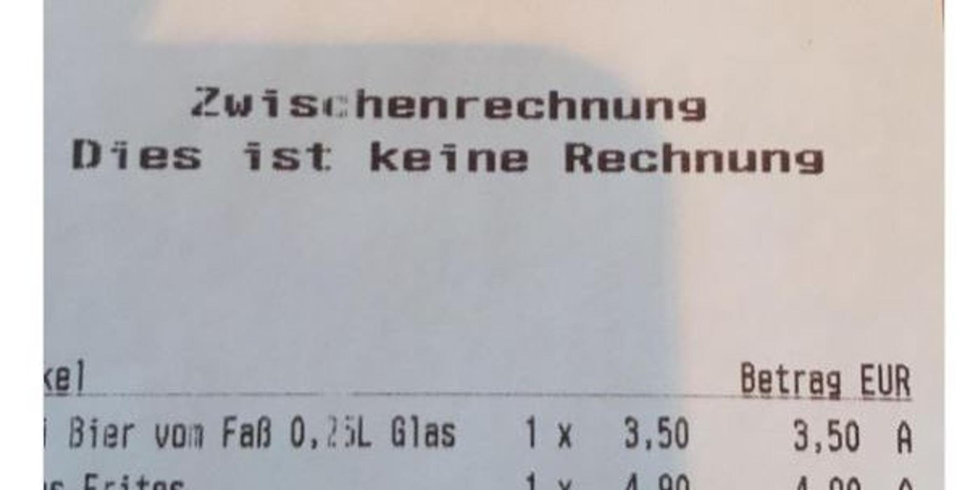 Zwischenrechnung Steuerbetrug Gastronomie