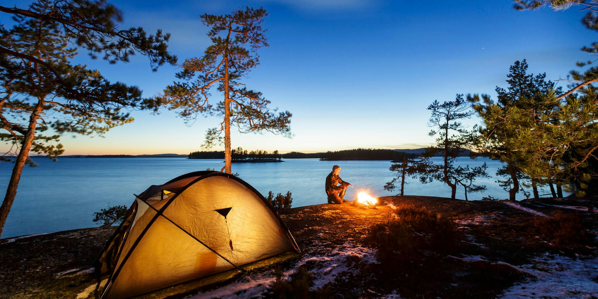 Zelt am See in Finnland