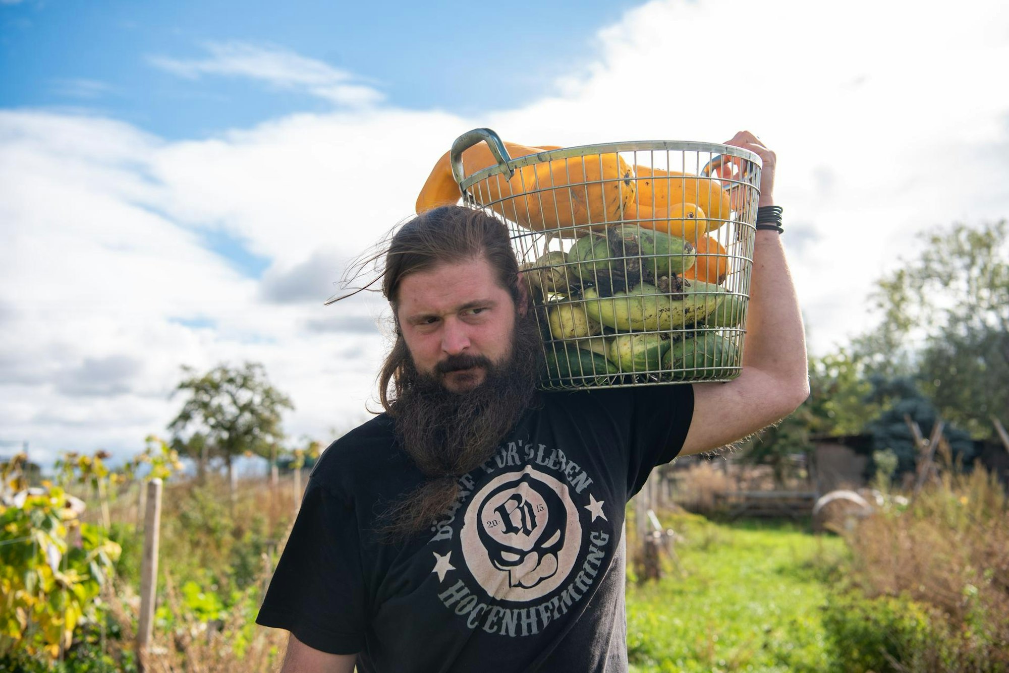 Chris Voigt bei der Ernte