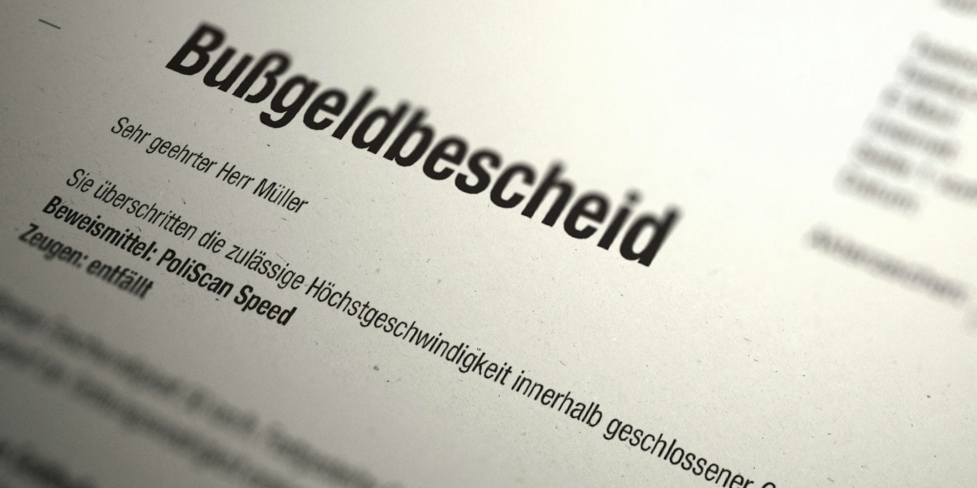 Blitzer Bußgeldbescheid