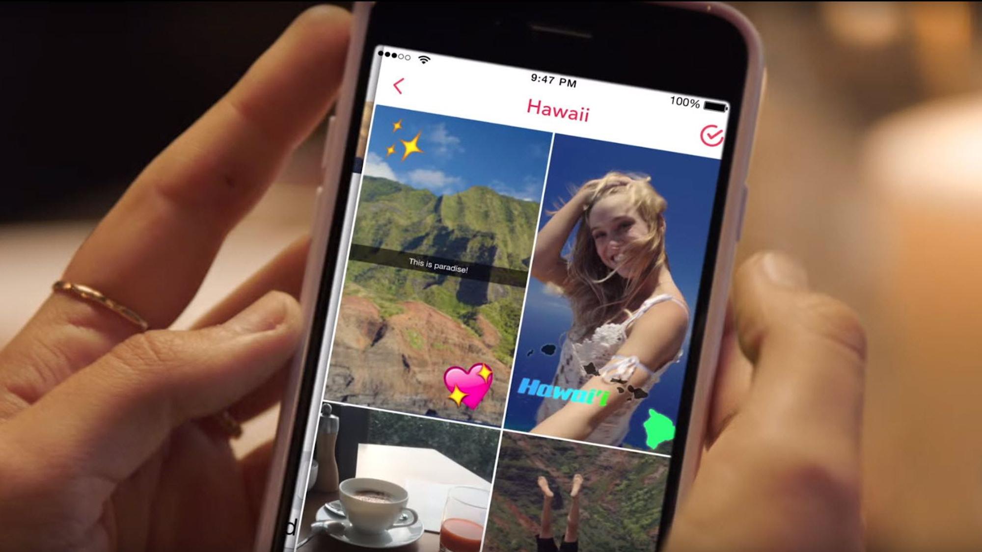 Eine Person hält ein Smartphone in der Hand, auf der die Snapchat-Funktion „Memories" geöffnet ist.