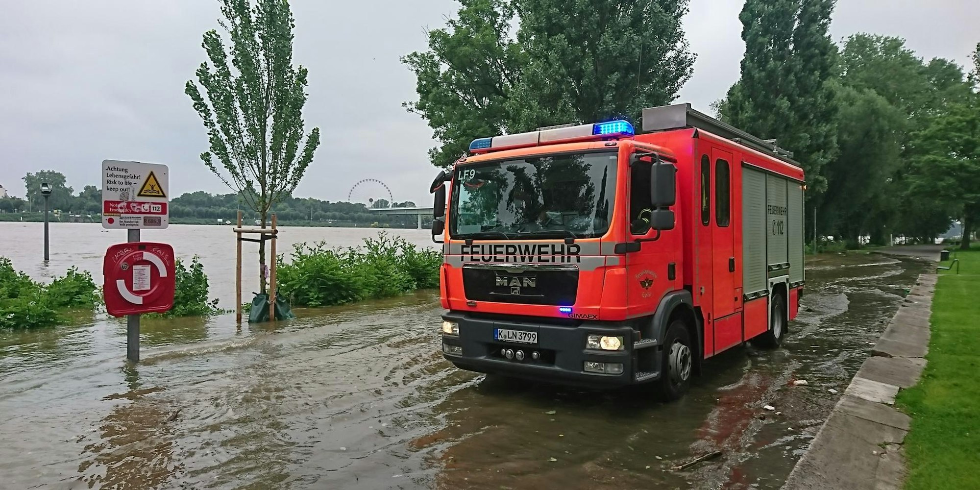 Rettung von Frau und Hund aus dem Rhein