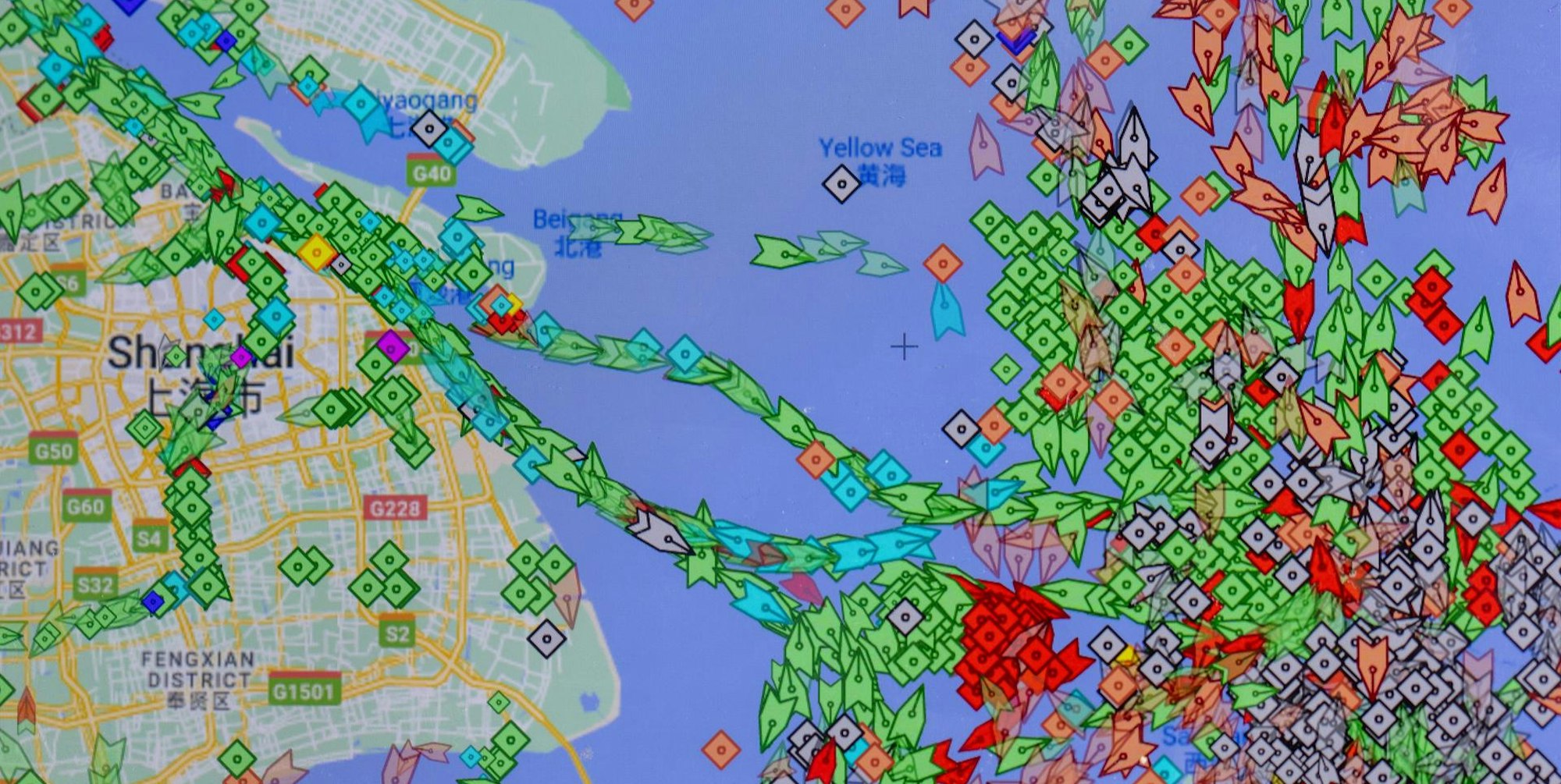 Shanghai Frachtschiff Karte