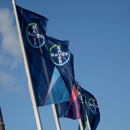 Bayer Konzern Leverkusen Fahnen Symbolbild